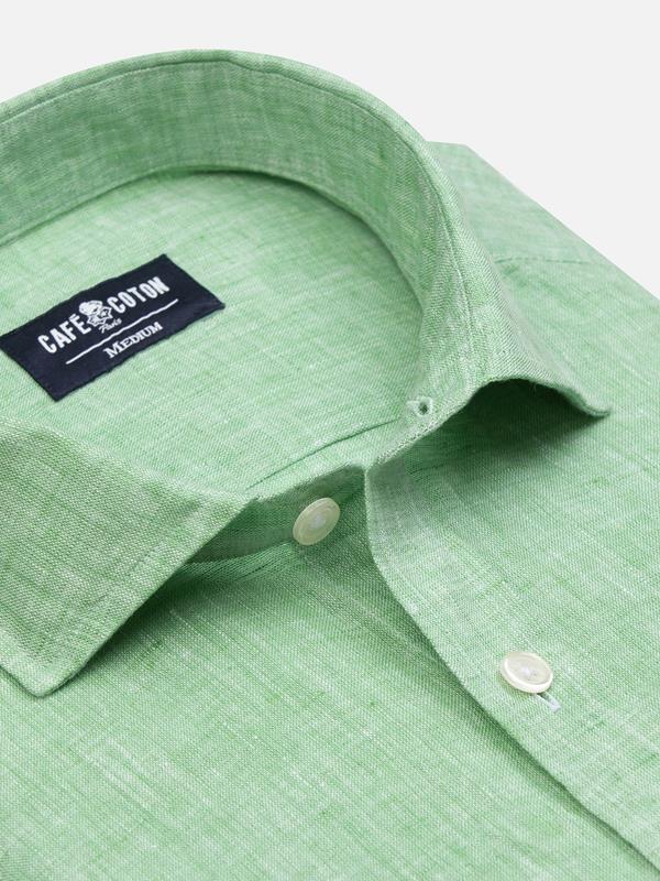 Olaf green linen slim fit shirt