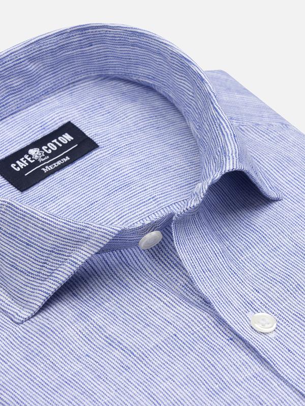 Ted shirt in blue stripes linen
