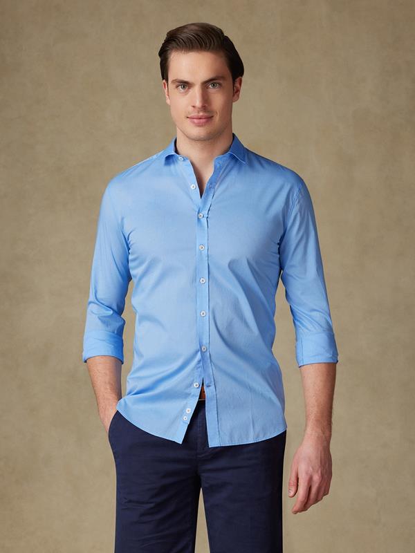 Camisa azul en voile de algodón