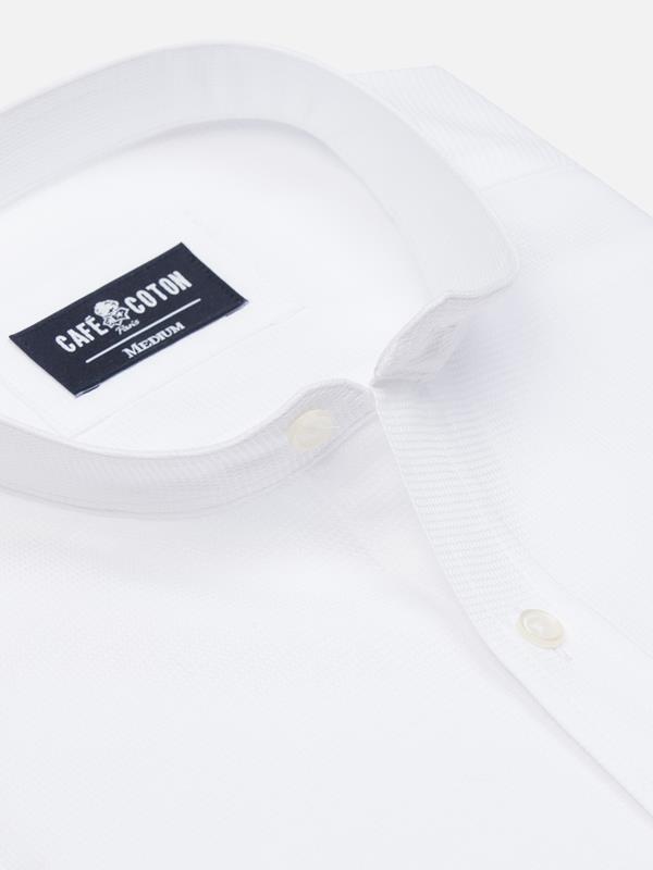Bayers white textured slim fit shirt