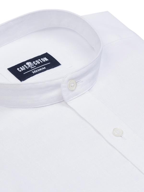 Liam slim fit shirt with Mao Collar in white linen