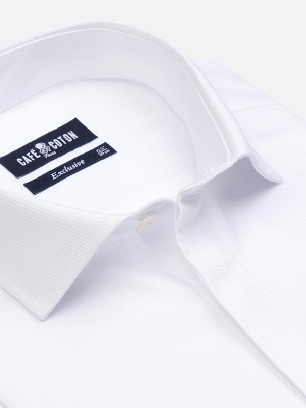 Hemd Aaron im weißen Piqué - Verdeckte Knopfleiste