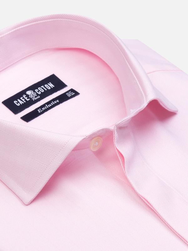 Hidden placketHerringbone shirt - Pink