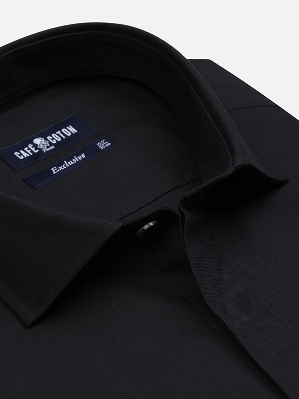 Alban slim fit shirt with hidden throat - Black
