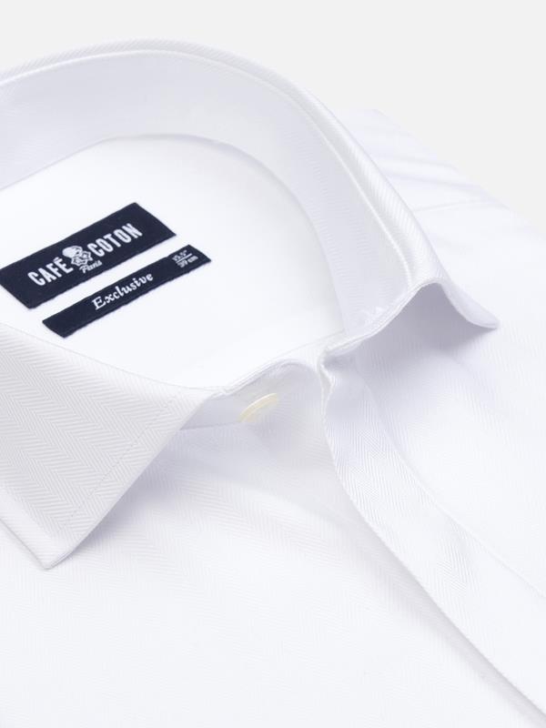Camisa slim fit blanca de espiga - Tapeta Oculta