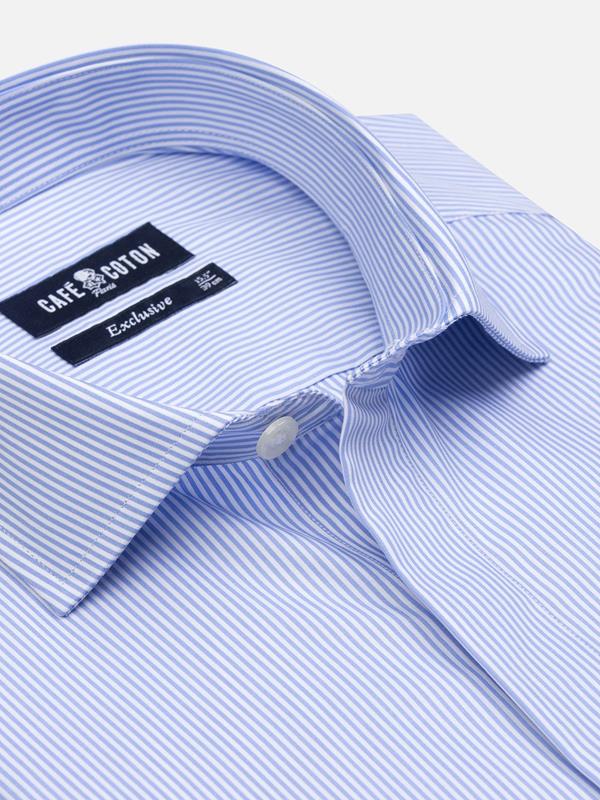 Menthon stripes slim fit shirt with hidden throat - Blue sky