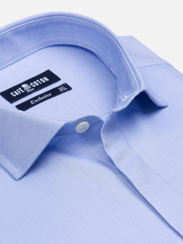 Sky blue oxford slim fit shirt  - Hidden Placket