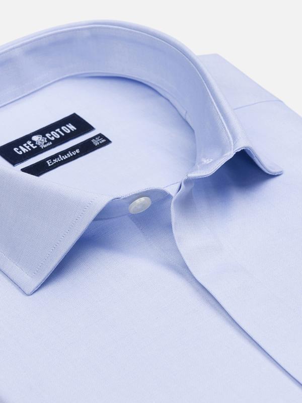 Sky blue pinpoint slim fit shirt  - Hidden Placket