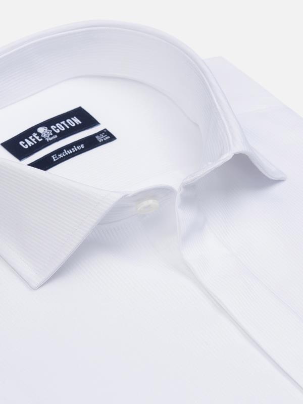 White piqué slim fit shirt  - Hidden Placket