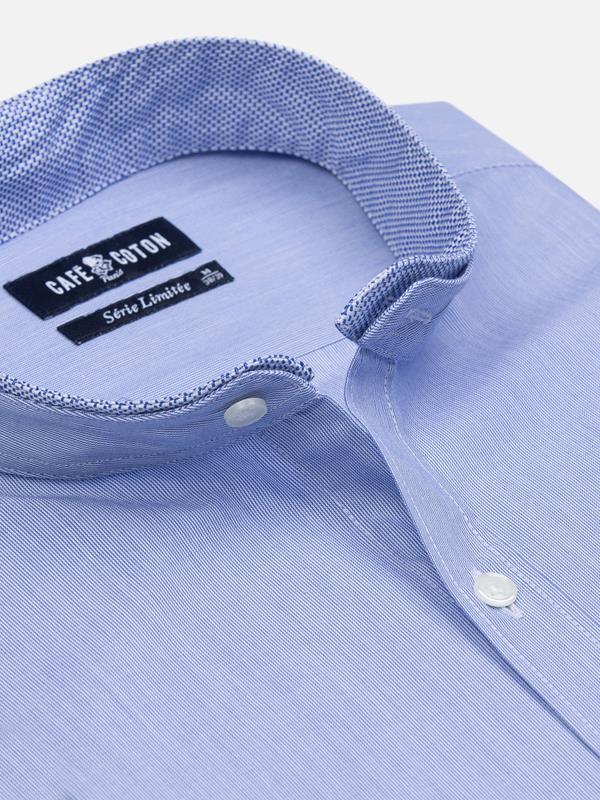 Blue pinstriped shirt with mao collar - Limited Edition