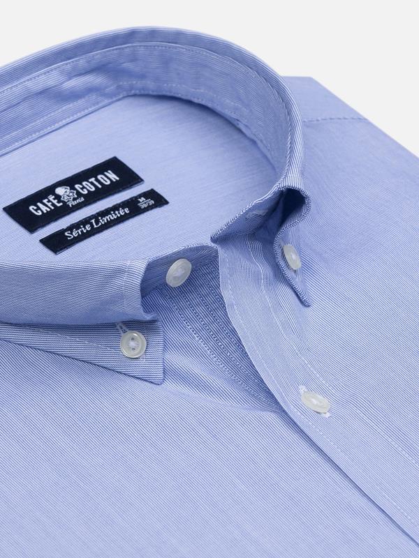 Chemise col boutonné en mille raies bleue - Série Limitée