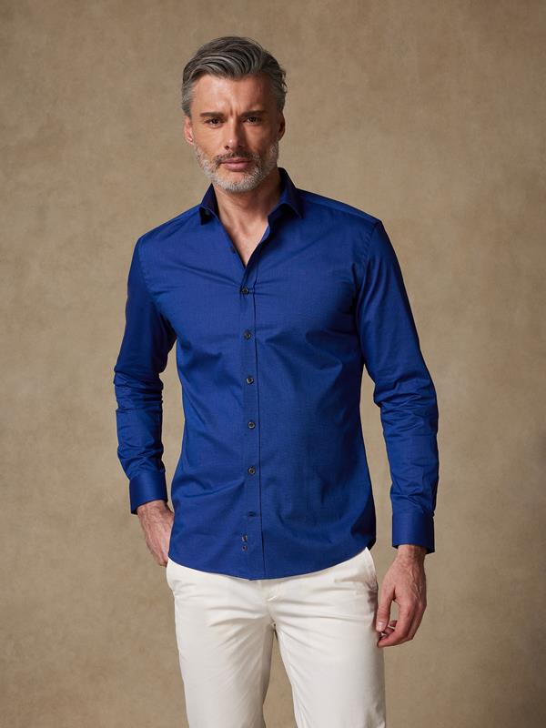 Bob navy blue micro-oxford shirt