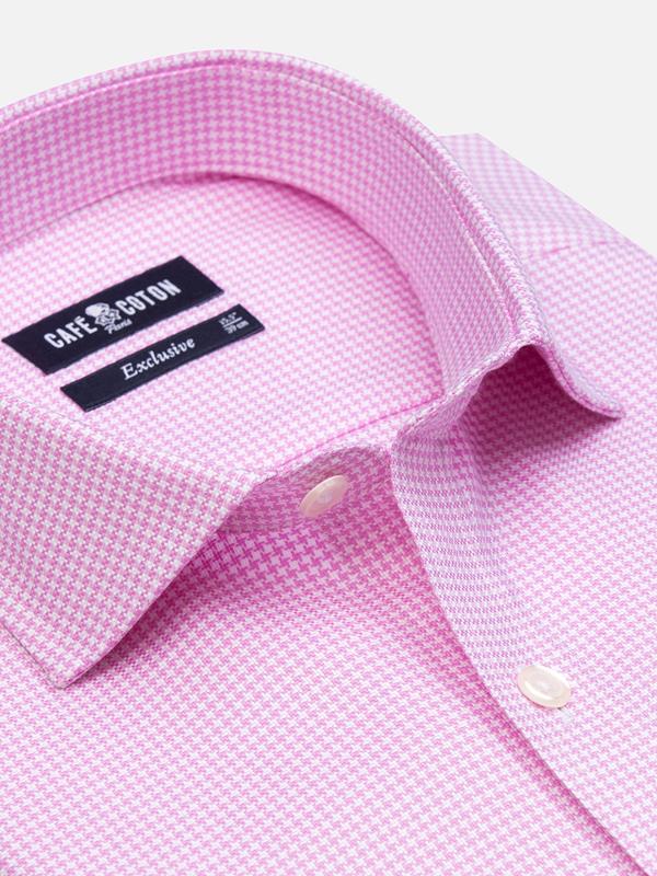 Alvin overhemd in roze gevlochten stof