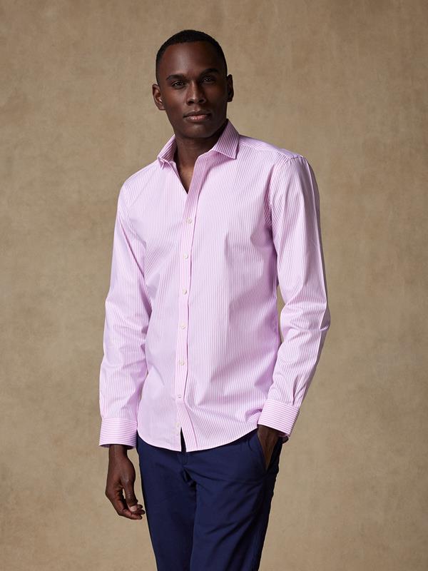 Barney pink striped slim fit shirt