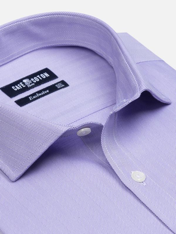 Parma violet herringbone slim fit shirt