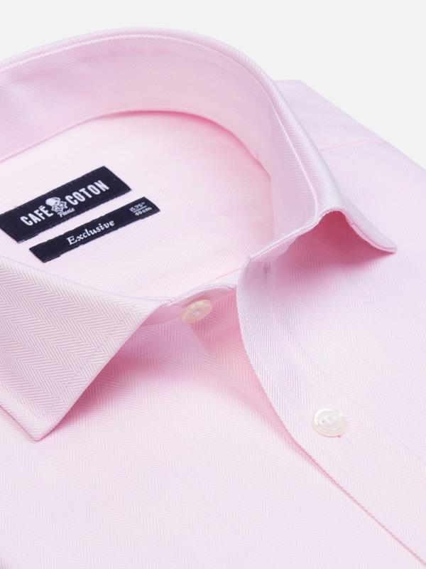 Pink herringbone slim fit shirt