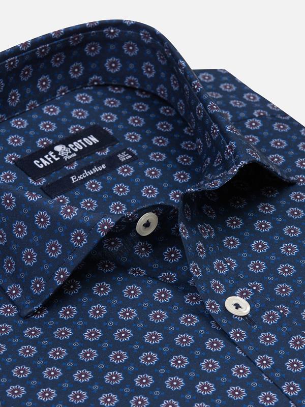 Elton navy blue shirt with printed pattern