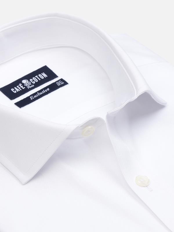 Tailliertes Hemd aus Pin Point weiß - Große Ärmellänge