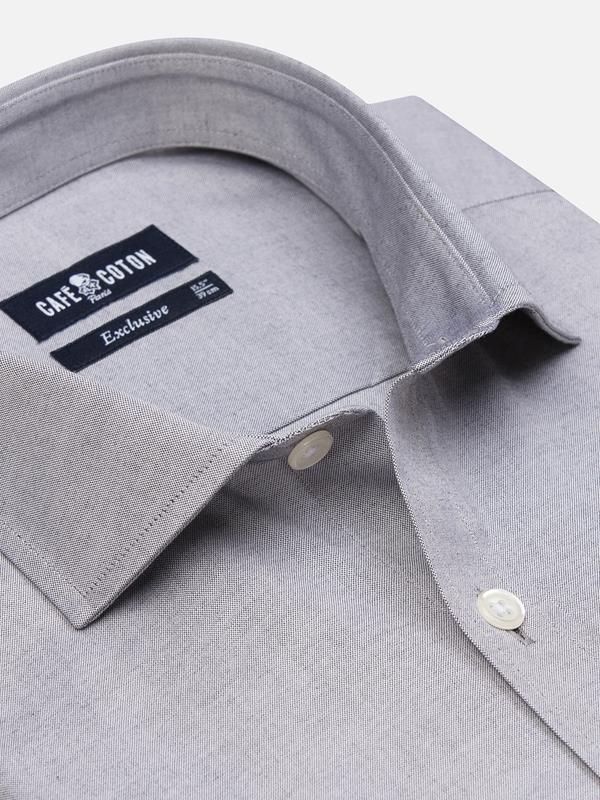 Grey pinpoint slim fit shirt - Extra long sleeves