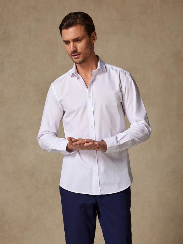 White poplin slim fit shirt - Extra long sleeves