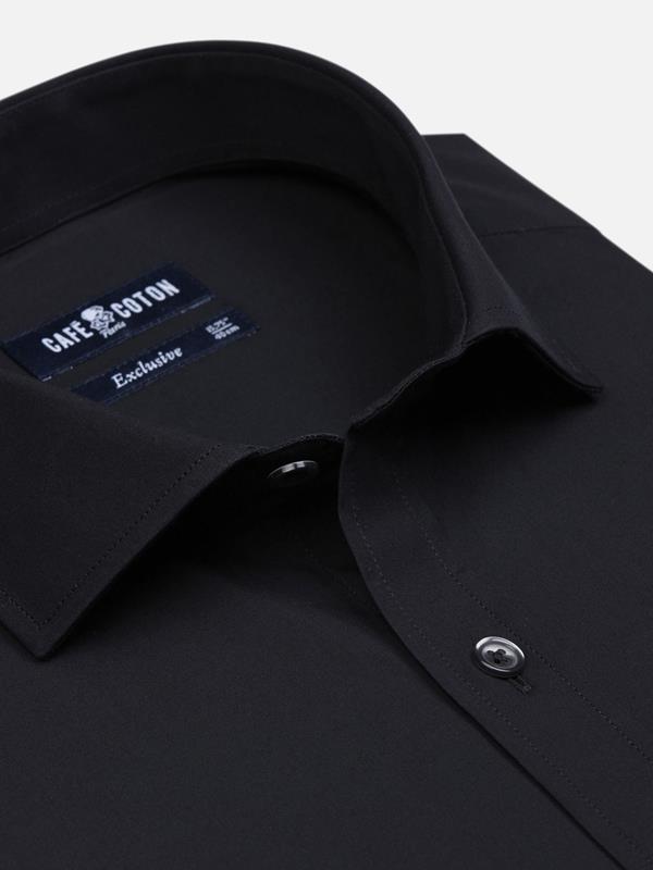 Black poplin slim fit shirt - Extra long sleeves