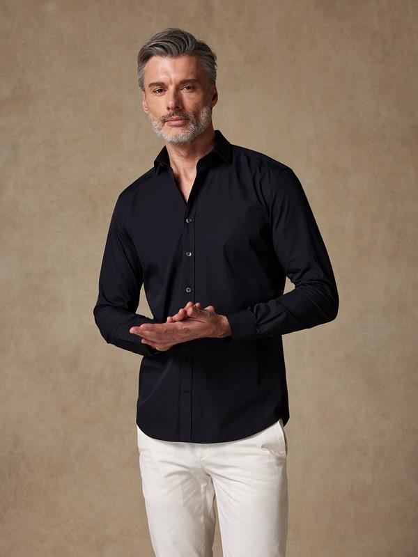 Black poplin slim fit shirt - Extra long sleeves