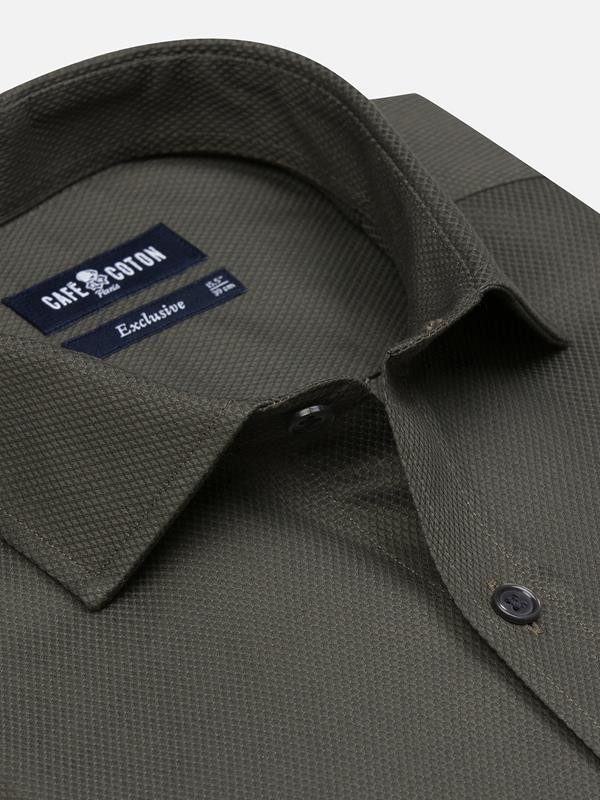 Tailliertes Hemd Leter texturiert Khaki