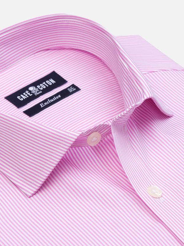 Chemise cintrée Menthon à rayures rose