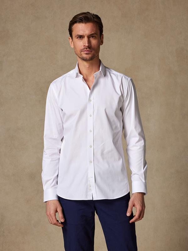 Slim-fitted overhemd in witte dennenpunt