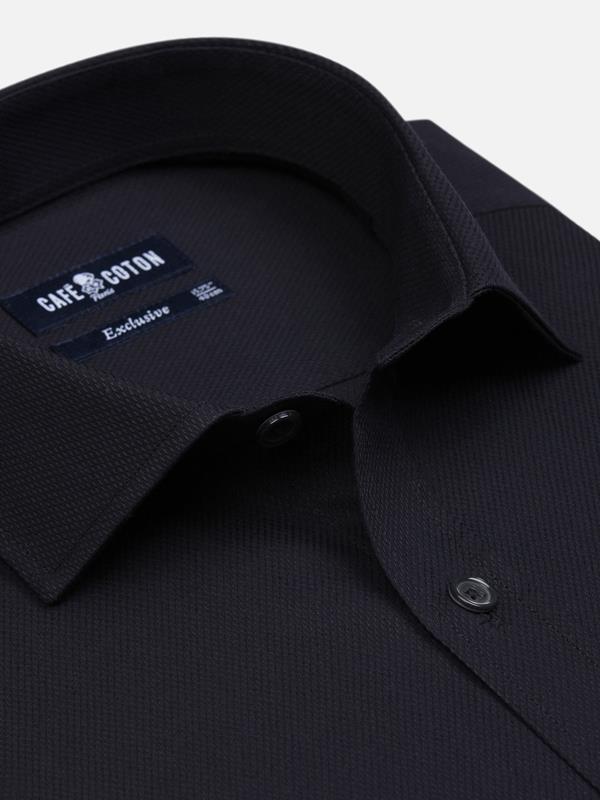 Tailliertes Hemd Tea texturiert schwarz
