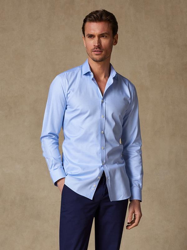 Troy organic slim fit shirt in sky blue twill