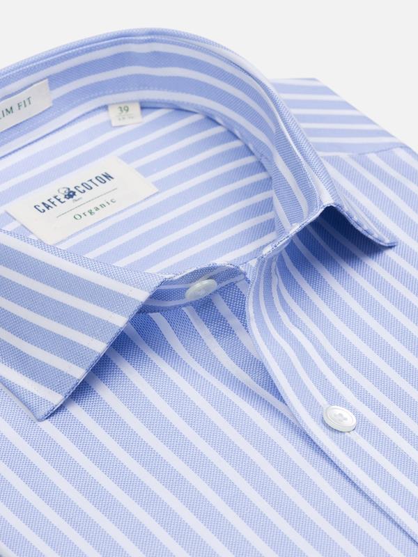Tyler organic shirt with sky blue stripes