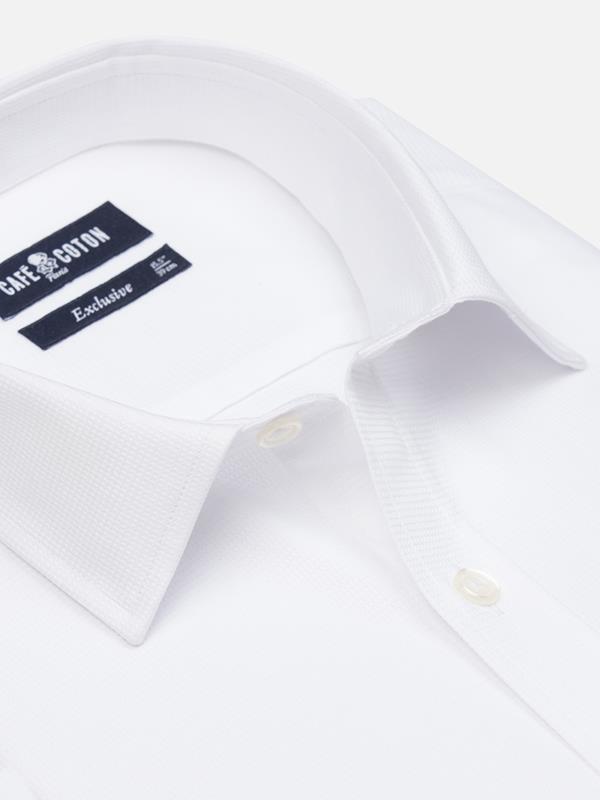 Bayers wit structuur Slim fit overhemd - Kleine Kraag