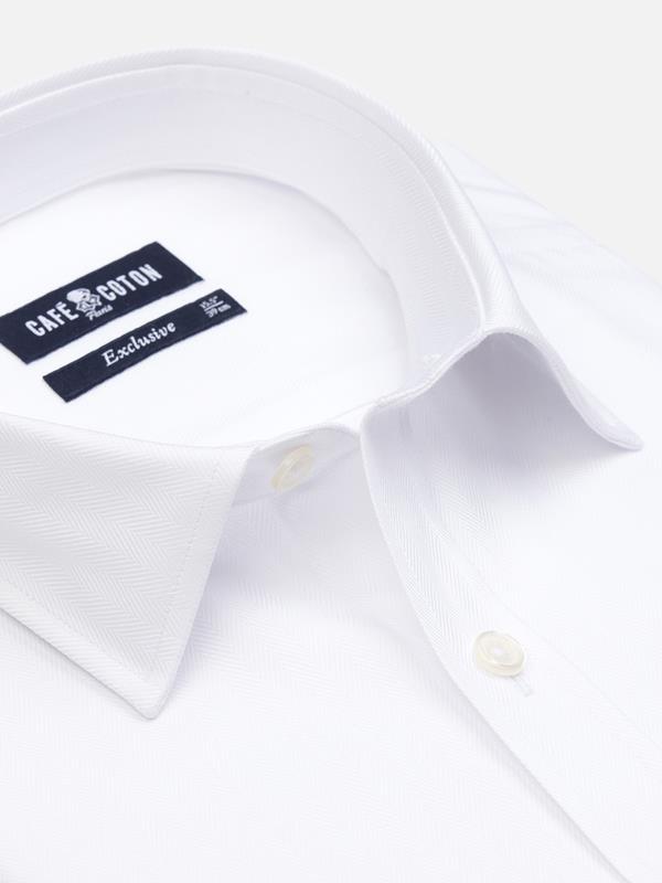 Camisa slim fit blanca de espiga