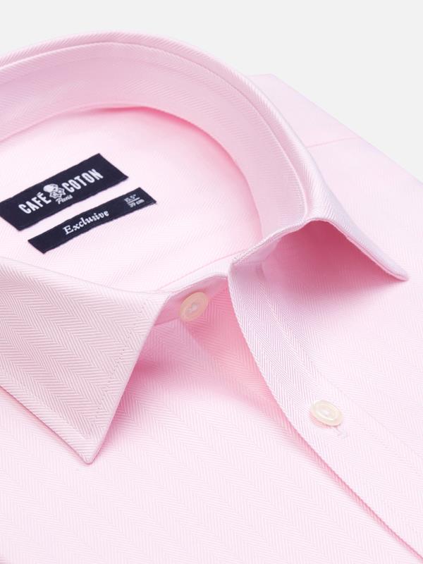 Camisa slim fit rosa de espiga