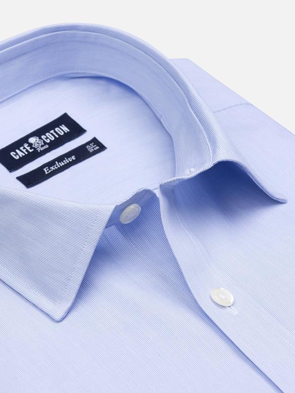 Camicia slim fit mille righe cielo - Colletto piccolo