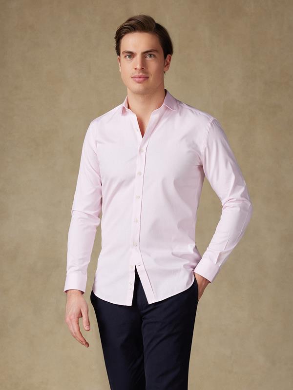 Camisa entallada pin point rosa - Cuello Pequeño