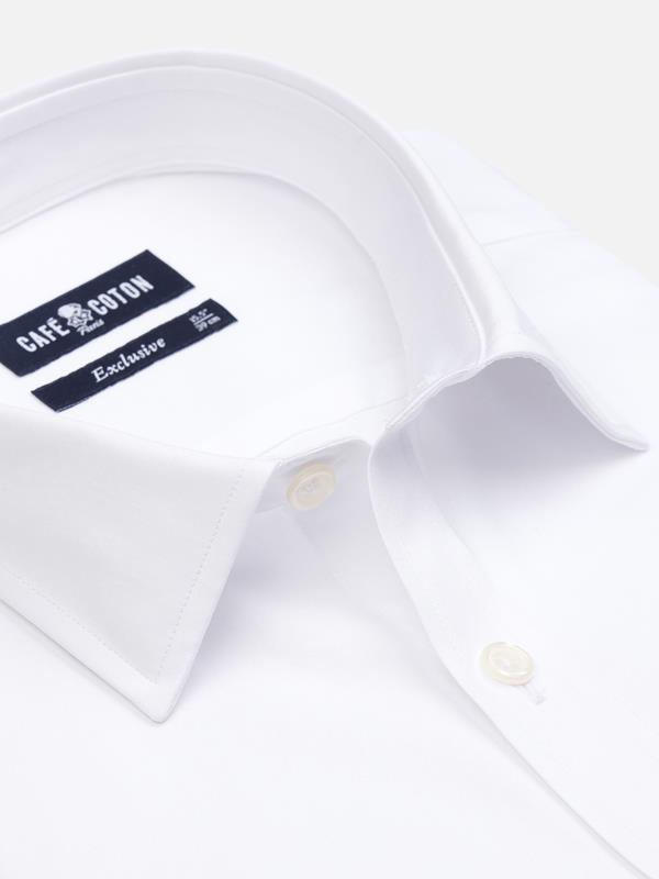 Camicia slim fit in popeline bianco - Colletto piccolo