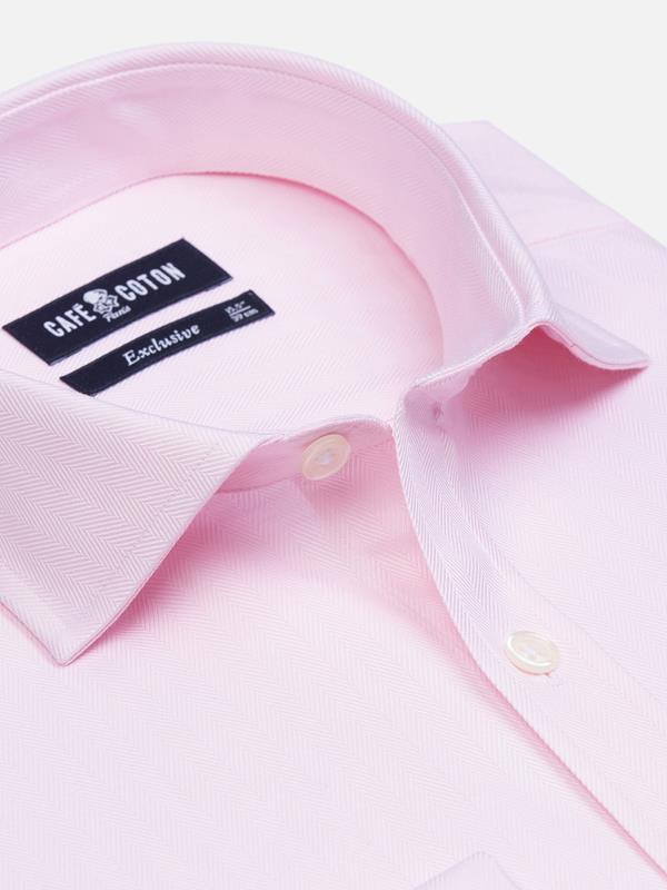 Pink herringbone shirt - Double Cuffs