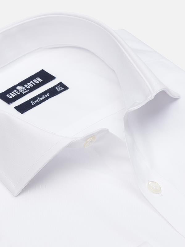 Wit speldenprik overhemd - Dubbele manchetten