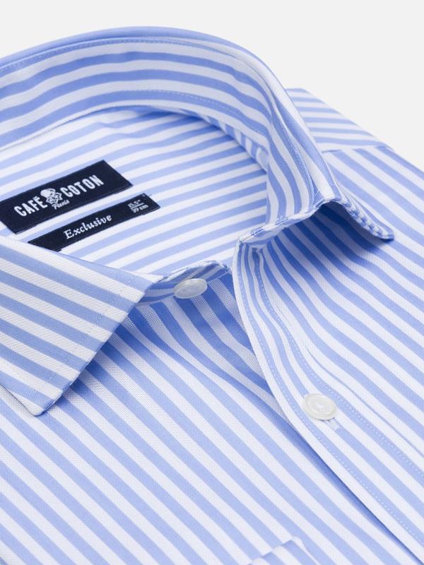 Benjy sky blue stripe slim fit shirt - Double Cuffs