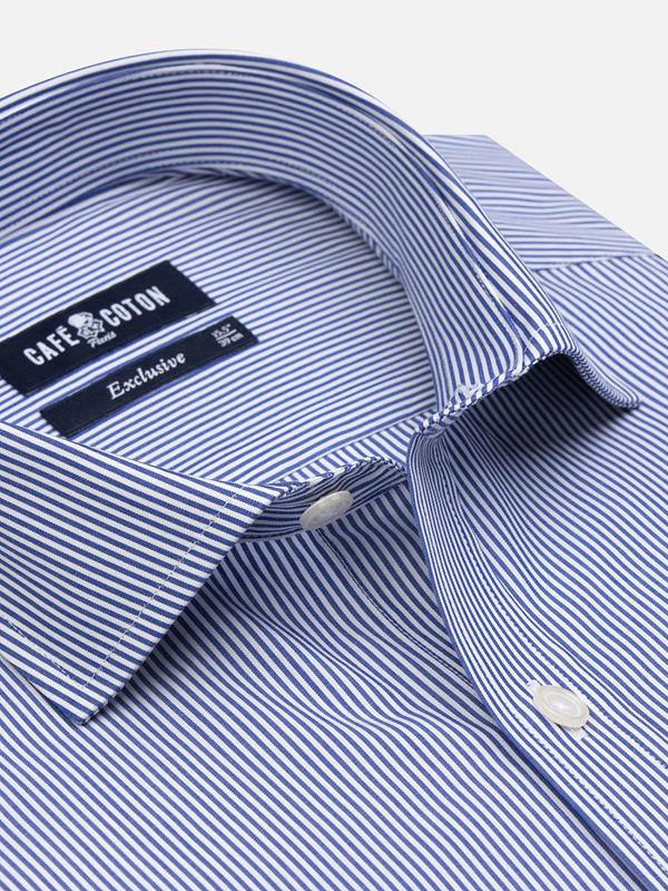 Menthon navy stripes slim fit shirt - Double Cuffs