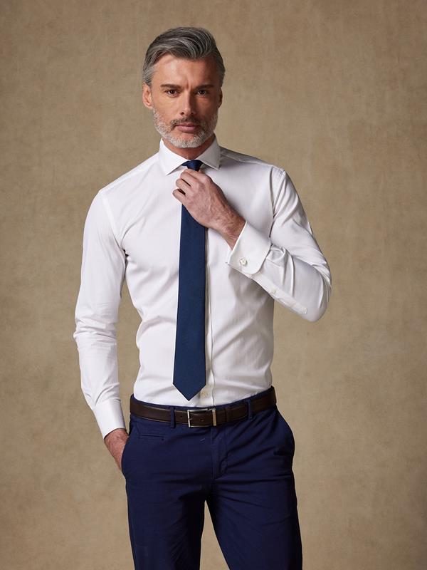 Ivory pin point slim fit shirt - Double Cuffs