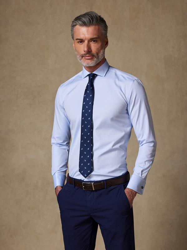 Sky blue pinpoint slim fit shirt - Musketeer cuffs