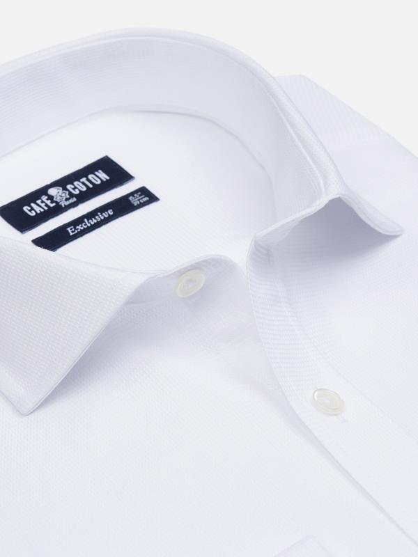 White textured Tea slim fit shirt - Double Cuffs