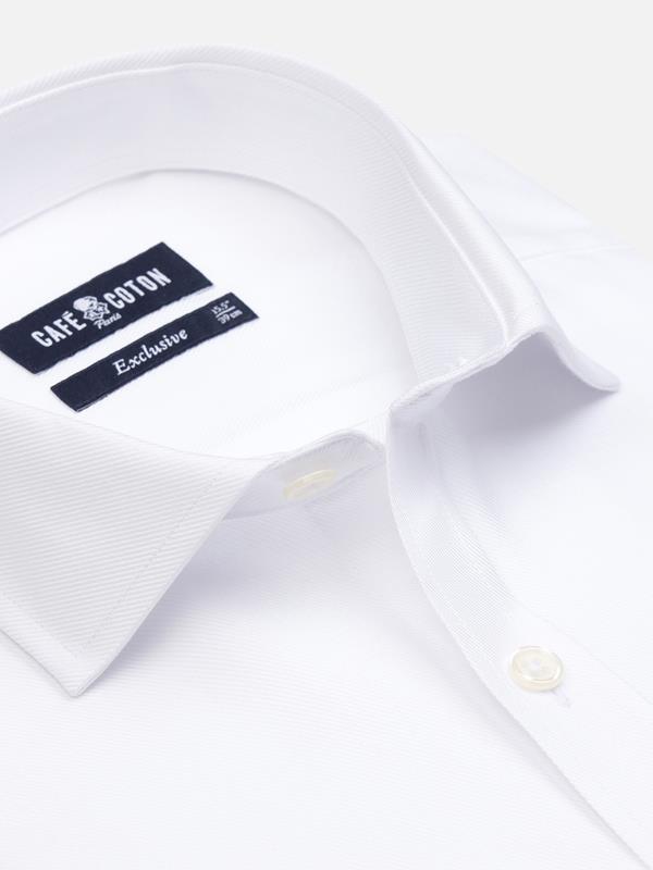 Camisa entallada en sarga blanca - Puños Gemelos