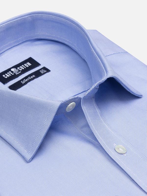 Hemelsblauw oxford overhemd - Dubbele manchetknoop
