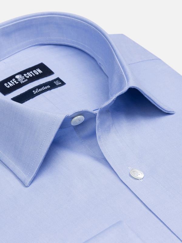 Royal sky blue pinpoint slim fit shirt - Double cuffs