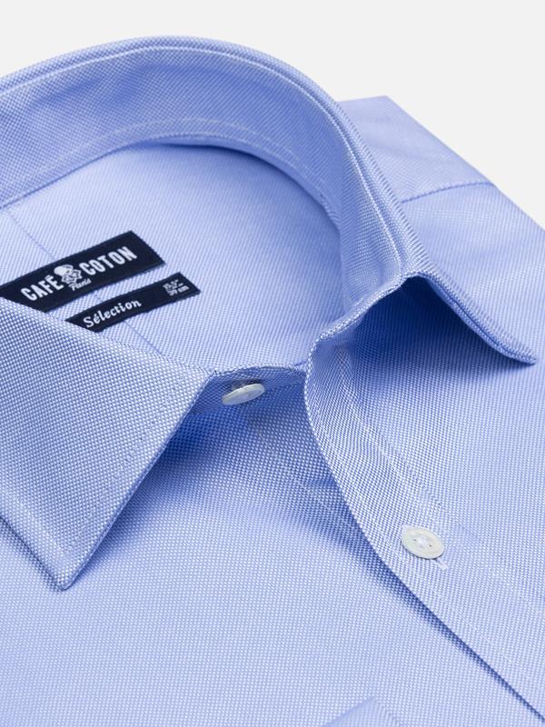 Royal sky blue oxford slim fit shirt - Musketeer cuffs