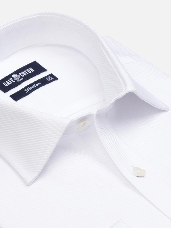 Royal twill wit slim overhemd - Dubbele manchetknoop